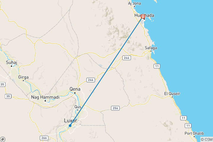 Carte du circuit Excursion privée à Louxor depuis Hurghada