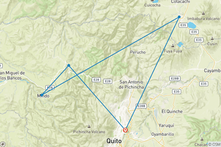 Map of Pure Nature in Northern Ecuador - 7 Days