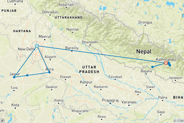 Karte von Indien & Nepal