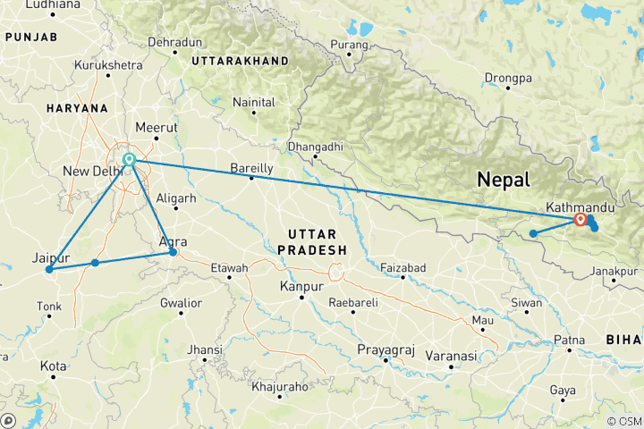 Karte von Indien & Nepal
