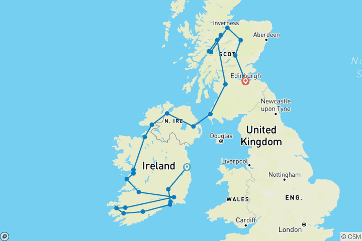 Map of Highlights Of Ireland & Scotland 2024