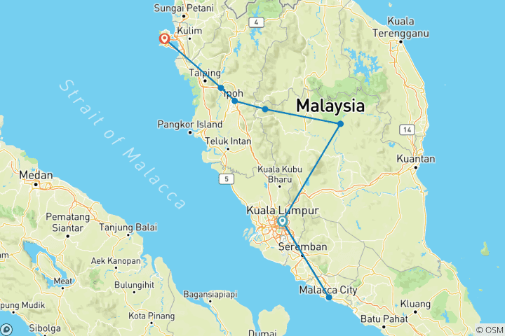 Map of Best of West Malaysia in 11 Days (Private Custom)