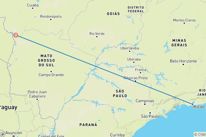 Carte du circuit Rio de Janeiro et la faune du Pantanal