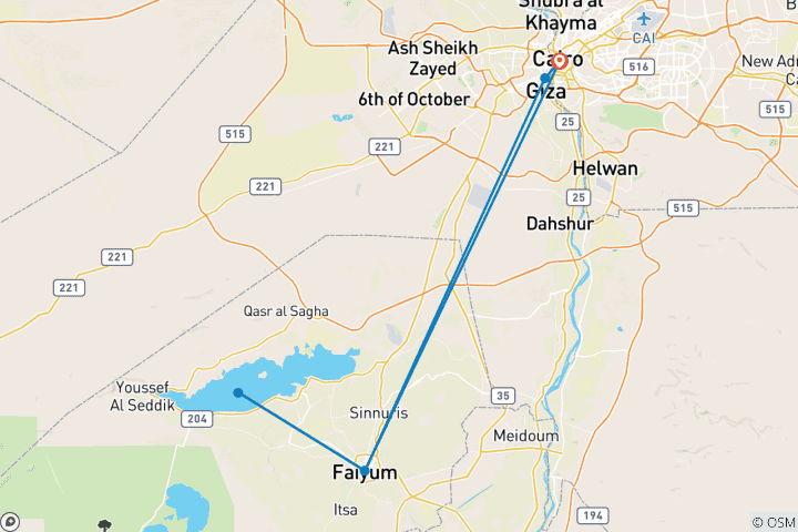 Map of 5 Days - Adventure Trip Through Egypt Desert