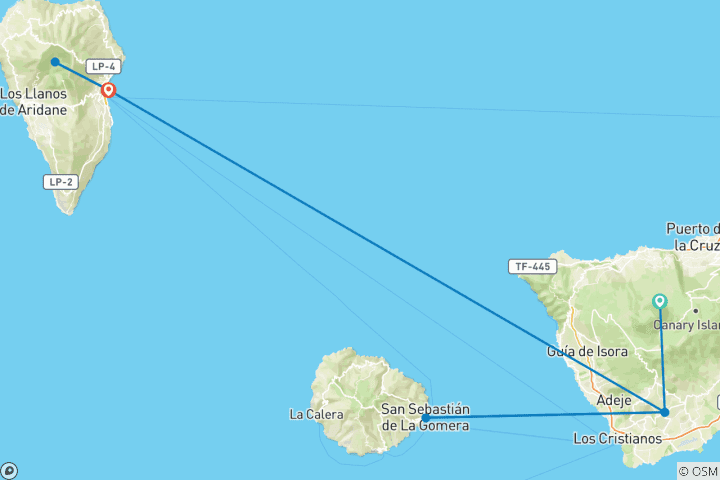 Carte du circuit Randonnée dans les merveilleux paysages des îles Canaries