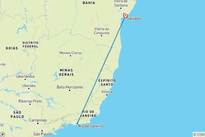 Carte du circuit Expérience culturelle à Rio de Janeiro et Salvador