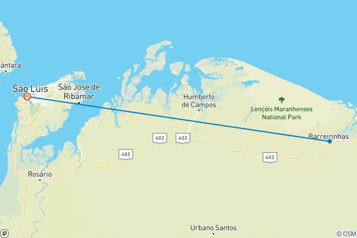 Map of Lençóis Maranhenses Experience