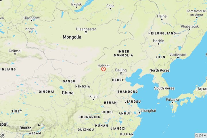Kaart van Binnen –Mongolië 5 dagen Hohhot ontdekkingstocht