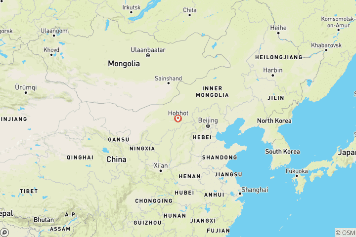 Mapa de Mongolia Interior 5 Días Hohhot Explorar Tour