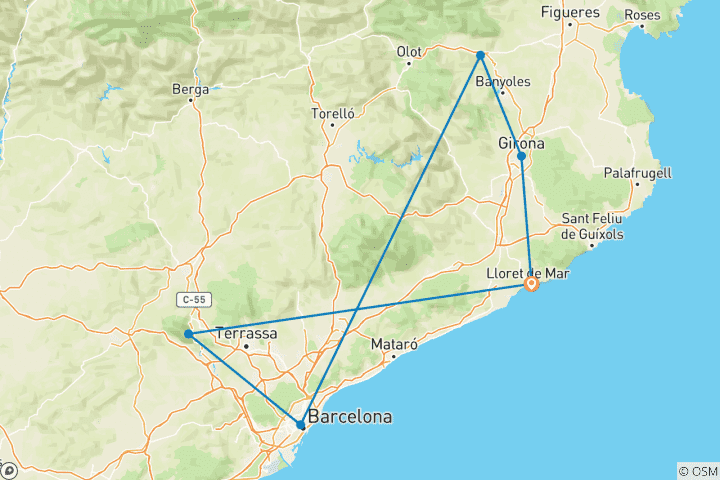 Carte du circuit Noël et Nouvel An sur la Costa Brava