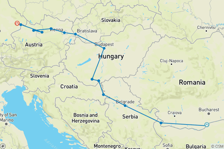 Carte du circuit Croisière Grand Danube (Croisière de Noël) 2026