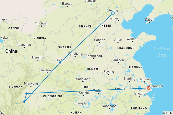 Carte du circuit L'Incroyable Chine et le Tibet en famille - 13 jours (guide et chauffeur privés）
