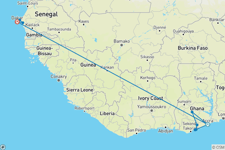 Carte du circuit Expédition de 10 jours au Ghana et au Sénégal