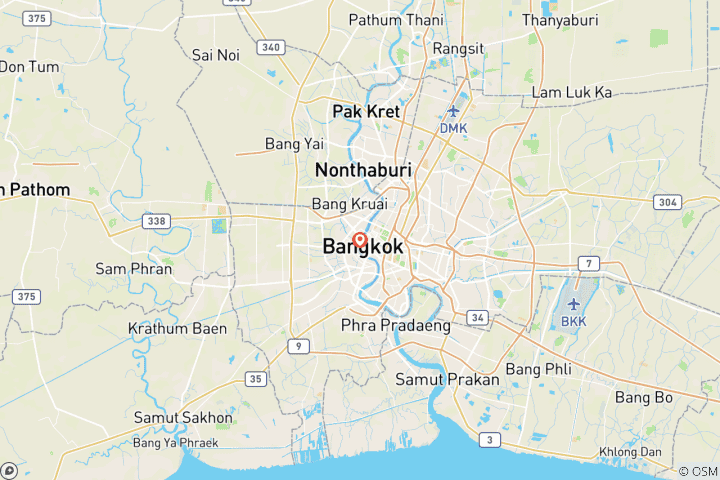 Karte von Bangkok Abenteuer mit historischen Sehenswürdigkeiten der Stadt (8 Stunden)