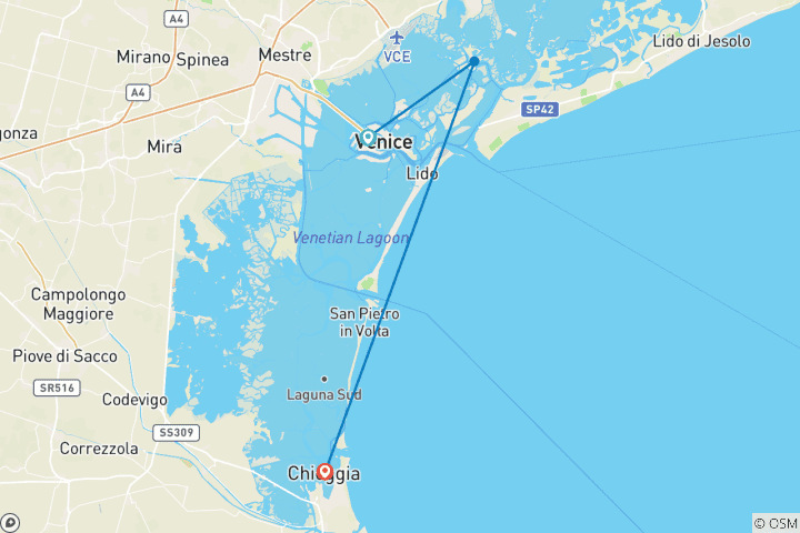 Carte du circuit Venise à votre rythme (forfait port à port)