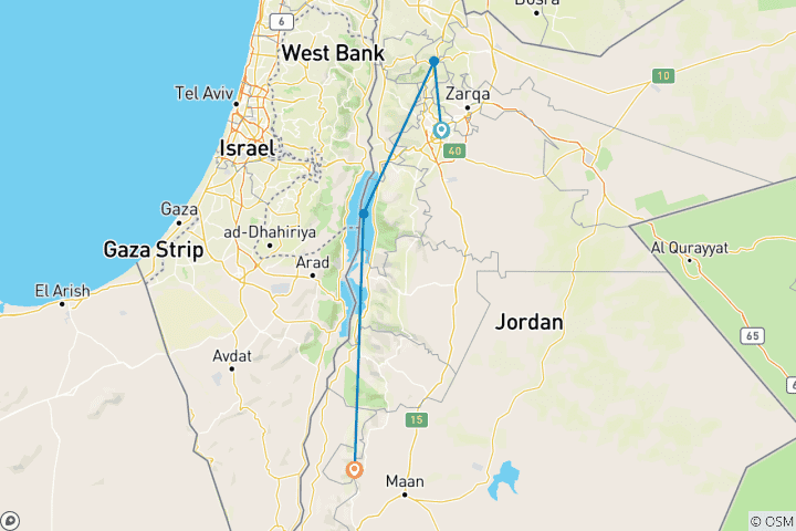 Kaart van Smaak van Jordanië 4 dagen 3  Rondreis door (CT –JHT –007)