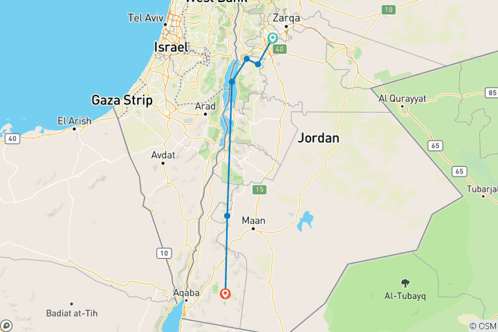 Kaart van 5 dagen 4  Zuid –Jordanië AvonturenRondreis door (CT –JHT –011)