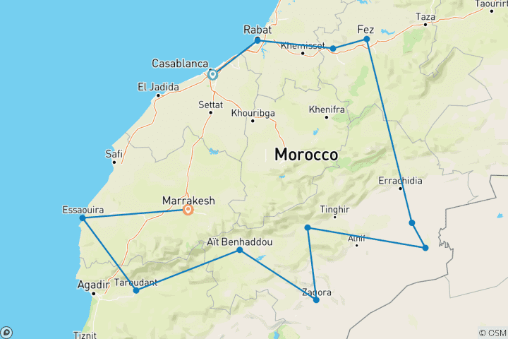 Map of Morocco: PRivate Tour Morocco