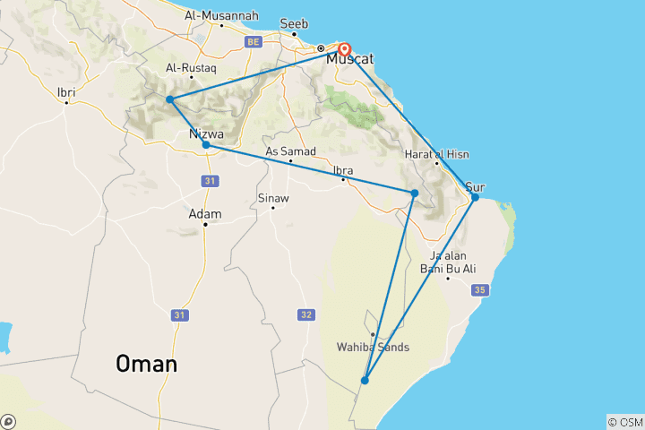 Karte von Oman: Gruppenrundreise Einblicke in den Oman