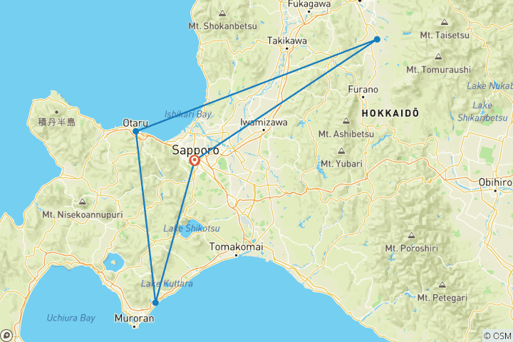 Map of 【Japan】Hokkaido 7 Days Noboribetsu, Asahikawa, Biei Package
