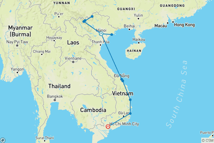 Mapa de 16 días en el Mejor Viaje Escénico en Tren del Mundo - Paquete de Lujo