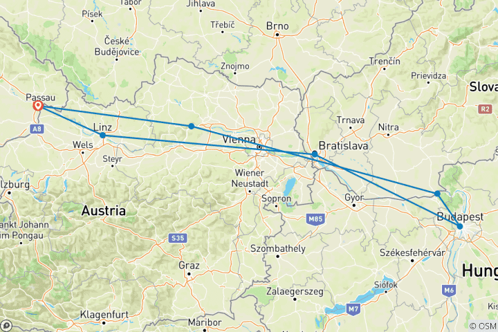 Carte du circuit Le Nouvel An sur le Danube