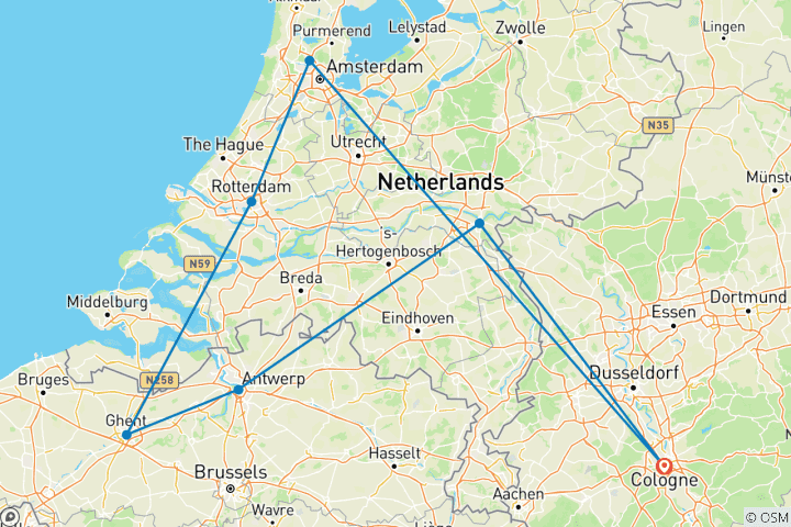 Karte von Holland und Belgien