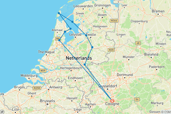 Mapa de El norte de Holanda con la isla de Texel