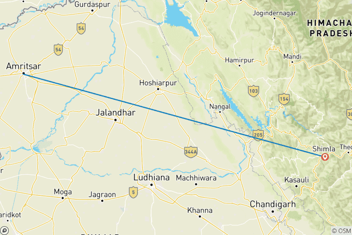 Carte du circuit Circuit Amritsar et Shimla (4 nuits-5 jours)