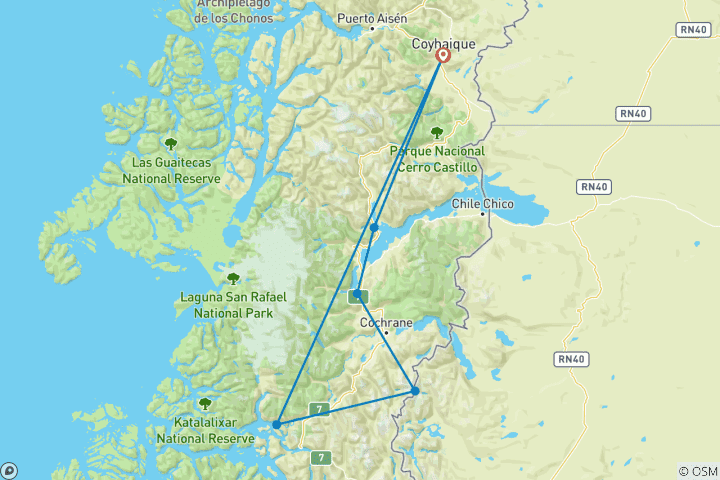 Mapa de Carretera Austral - Recorrido en Grupo