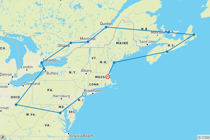 Map of Ultimate New England New York to Boston (2025)