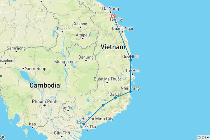 Map of Cycling holiday: Saigon to Hoi An 9 days / 8 nights