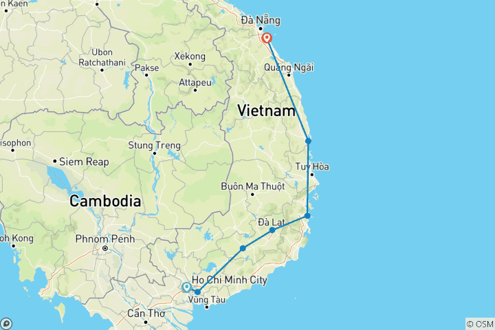 Map of Cycling holiday: Saigon to Hoi An 9 days / 8 nights