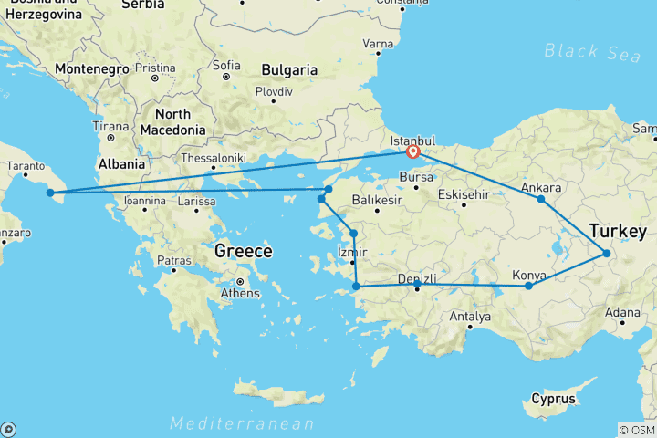 Kaart van Anatolisch avontuur (12 dagen)
