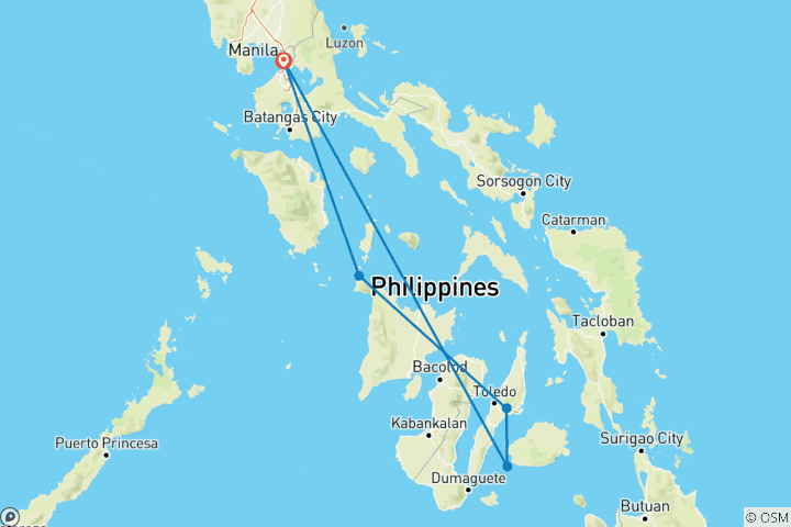 Mapa de Playas filipinas y colinas de chocolate