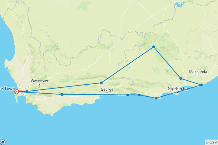 Carte du circuit Pinotage - Voyage épicurien de 17 jours