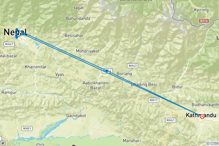 Carte du circuit La Bucketlist du Népal : Himalayan Giants & Temple Nights
