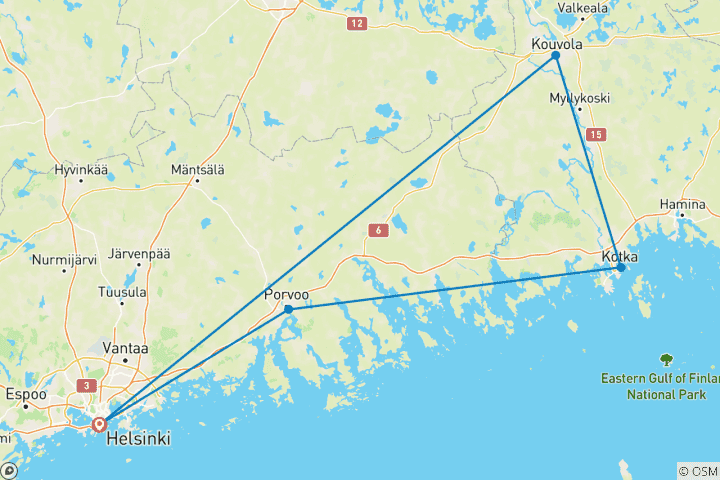 Map of Scenic FinLand Coastal Roads & Forest Trails