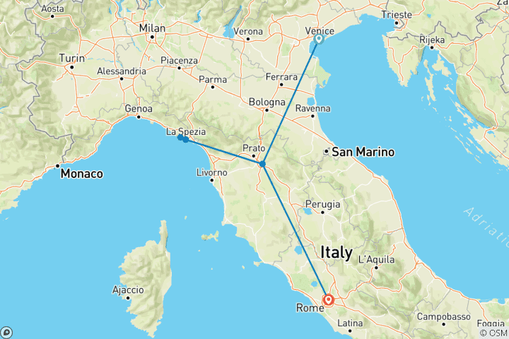 Carte du circuit Roadtrip Italie : Roma, Venezia & Bella Toscana