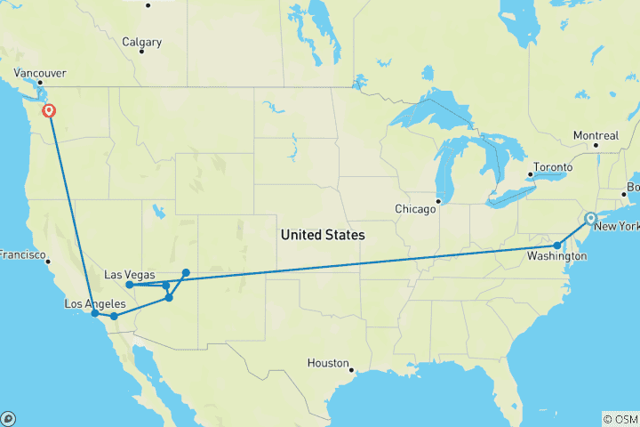 Map of Iconic USA: Times Square, Capitol & Grand Canyon