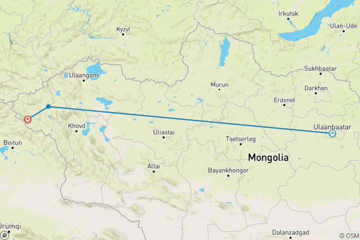 Map of MAGNIFICENT MONGOLIA - EAGLE FESTIVAL