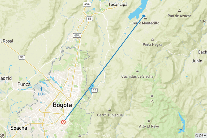 Carte du circuit 5 jours en Colombie : Café, montagnes et mythes de Bogota