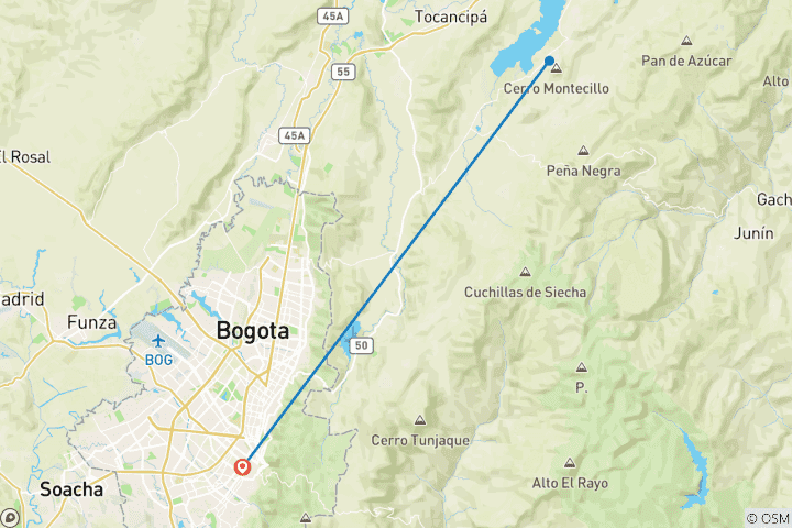 Map of 5 Days in Colombia: Coffee, Mountains & Bogota Myths