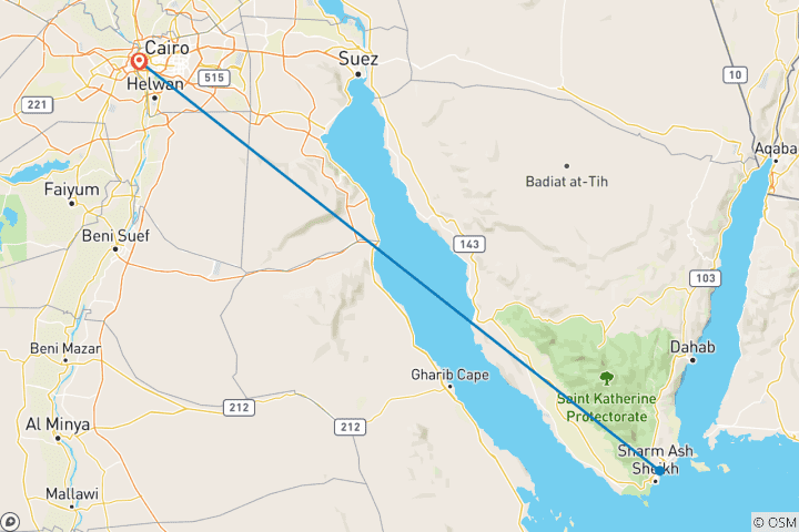 Carte du circuit Les joyaux du Caire et les vacances à Sharm