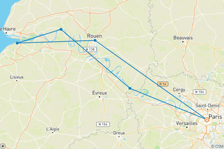 Carte du circuit Les points forts de la Normandie et de la Seine