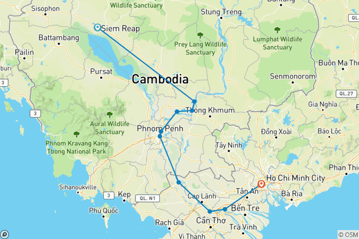 Map of Treasures of the Mekong 2025-2026|2026-2027 - 13 Days