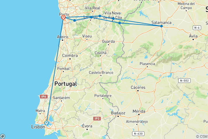 Karte von Unvergesslicher Douro mit Lissabon 2025