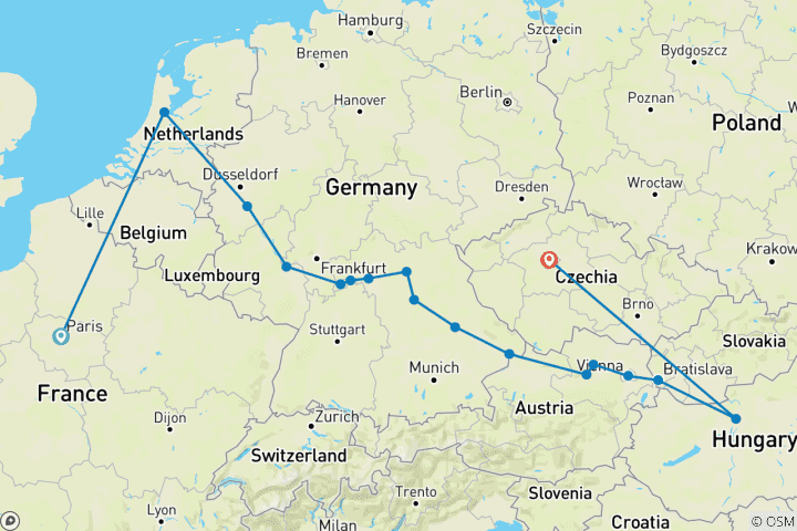 Map of Paris to Prague & Splendours of Europe