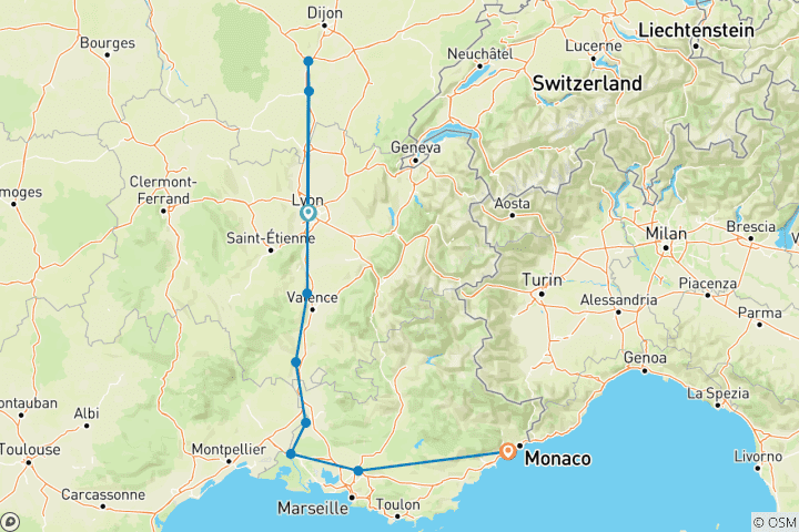 Map of Aix-en-Provence with Sensations of Lyon & Provence