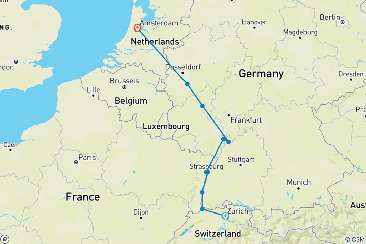 Carte du circuit Les joyaux du Rhin 2024|2025 - 8 jours